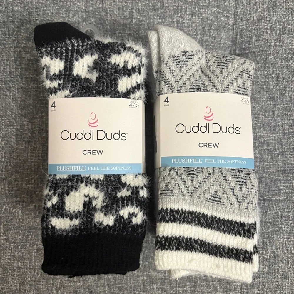 Cuddl Duds Women's Crew Socks - Black and White Patterns